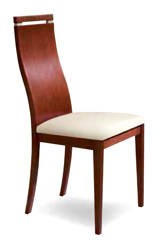 Silla con respaldo de madera y detalle de aluminio para salones ...