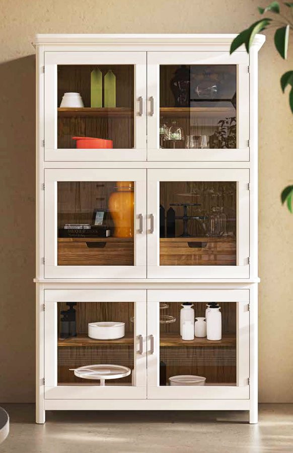 ALACENA DE MADERA NATURAL CON 6 PUERTAS Y 2 CAJONES INTERIORES