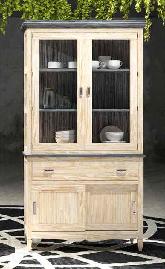ALACENA VITRINA DE COCINA CON PUERTAS CORREDERAS MADERA DE PINO