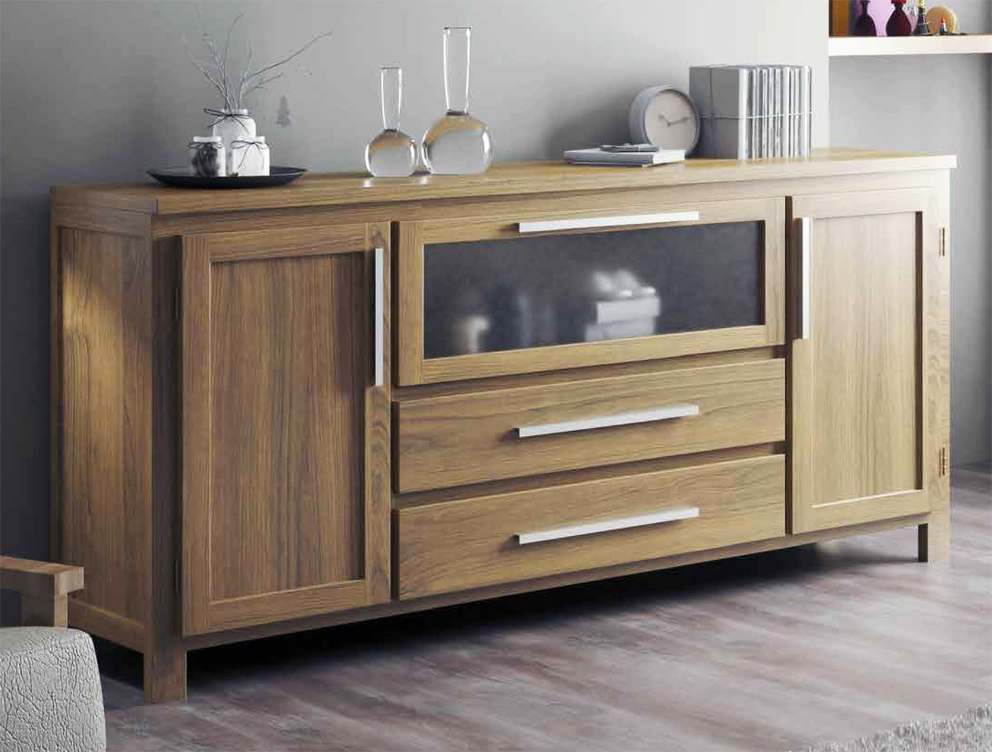 APARADOR CON 2 PUERTAS Y MINIBAR MADERA - PINO