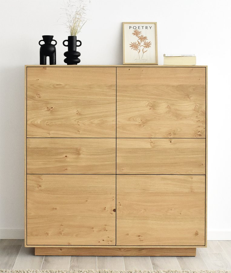 APARADOR ALTO CON OPCIONES DE PUERTAS Y CAJONES MADERA ROBLE