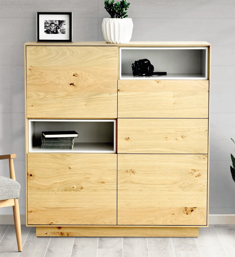 APARADOR ALTO DE INSPIRACIÓN NÓRDICA SALÓN MADERA - ROBLE