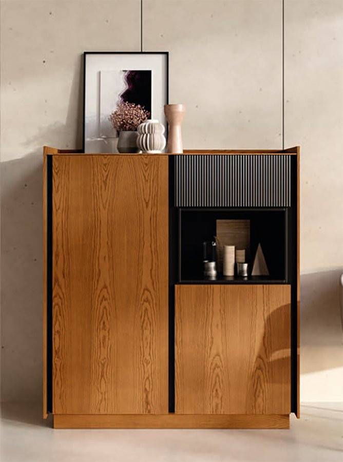 APARADOR VAJILLERO CON UN CAJÓN Y DOS PUERTAS CHAPA MADERA FRESNO