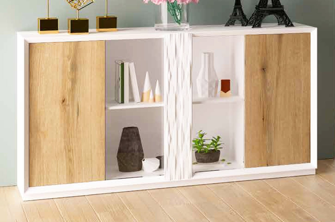 APARADOR MODERNO CON CUATRO PUERTAS Y TIRADOR CENTRAL