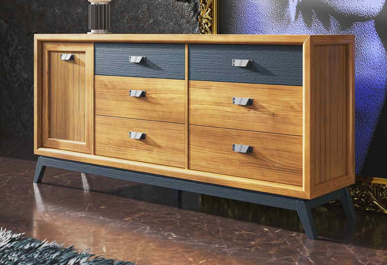 APARADOR DISEÑO NÓRDICO CON 6 CAJONES 1 PUERTA MADERA SOSTENIBLE