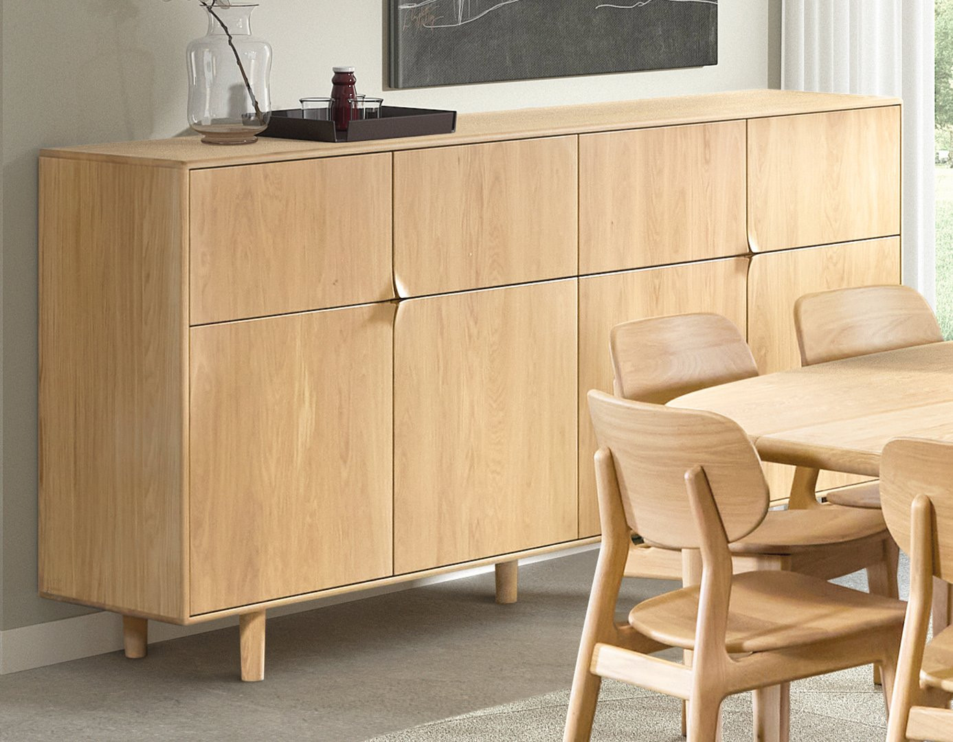 APARADOR EN MADERA DE ROBLE IDEAL PARA SALONES DE DISEÑO NÓRDICO