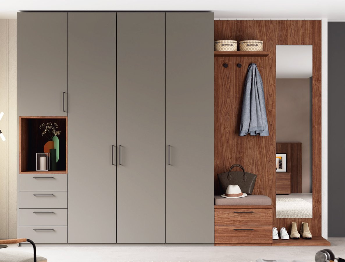 ARMARIO MODULAR CON RECIBIDOR MULTIFUNCIONAL Y ESPEJO VESTIDOR