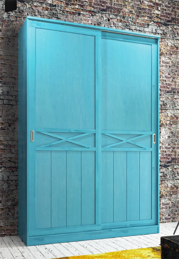 ARMARIO CON 2 PUERTAS CORREDERAS Y CON ASPAS MADERA