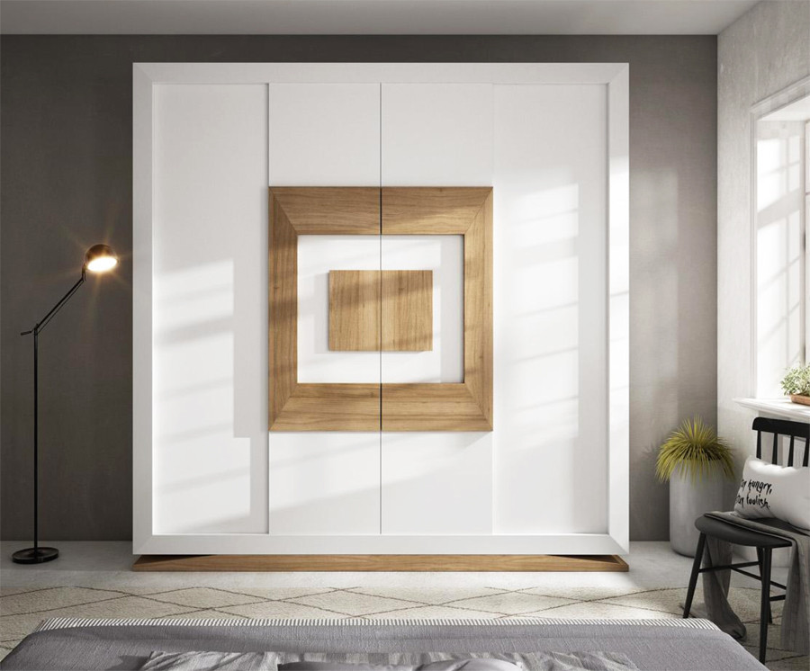 ARMARIO MODERNO CON 4 PUERTAS CORREDERAS MADERA - ROBLE