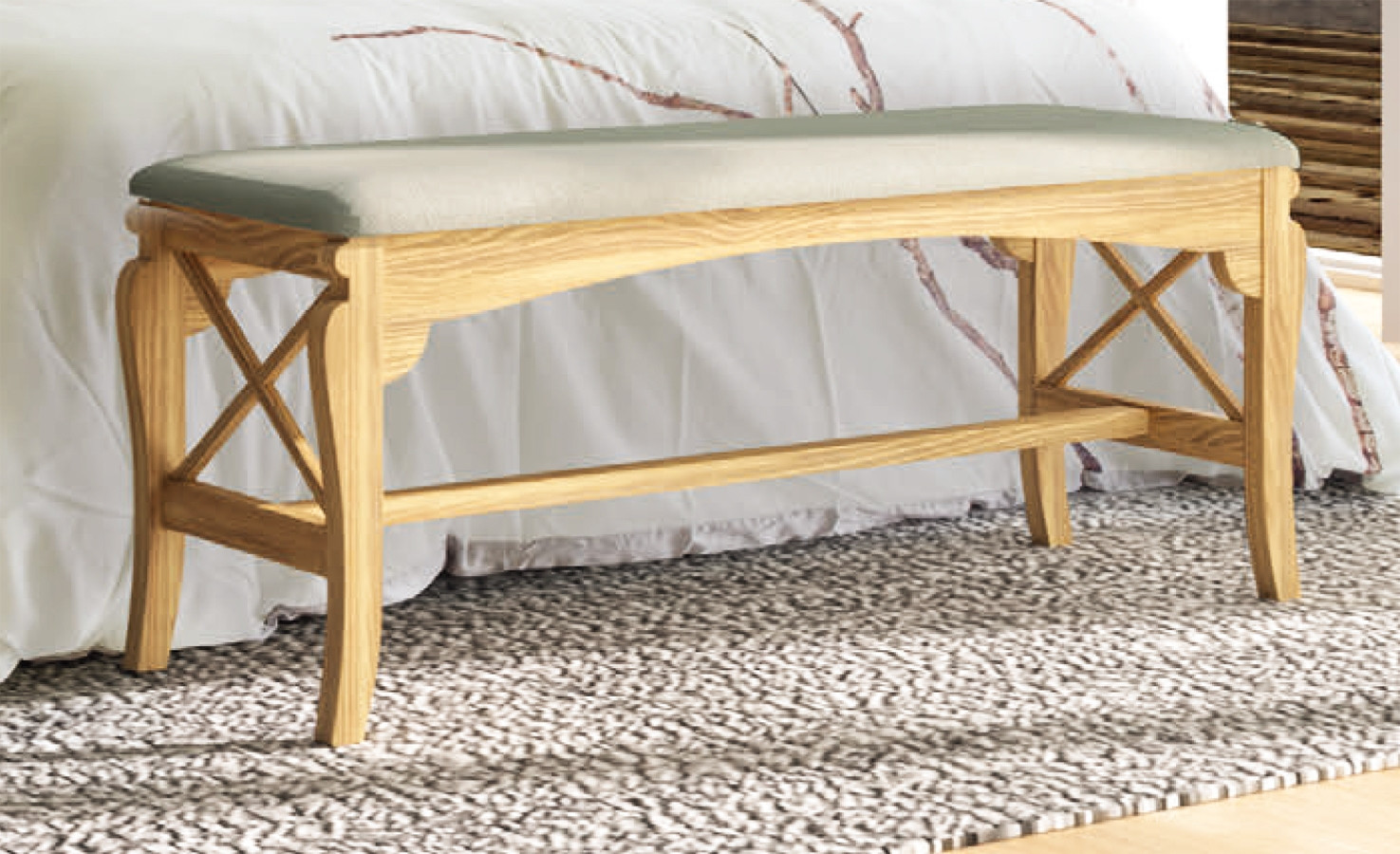 BANQUETA DE MADERA PARA DORMITORIOS CLÁSICOS