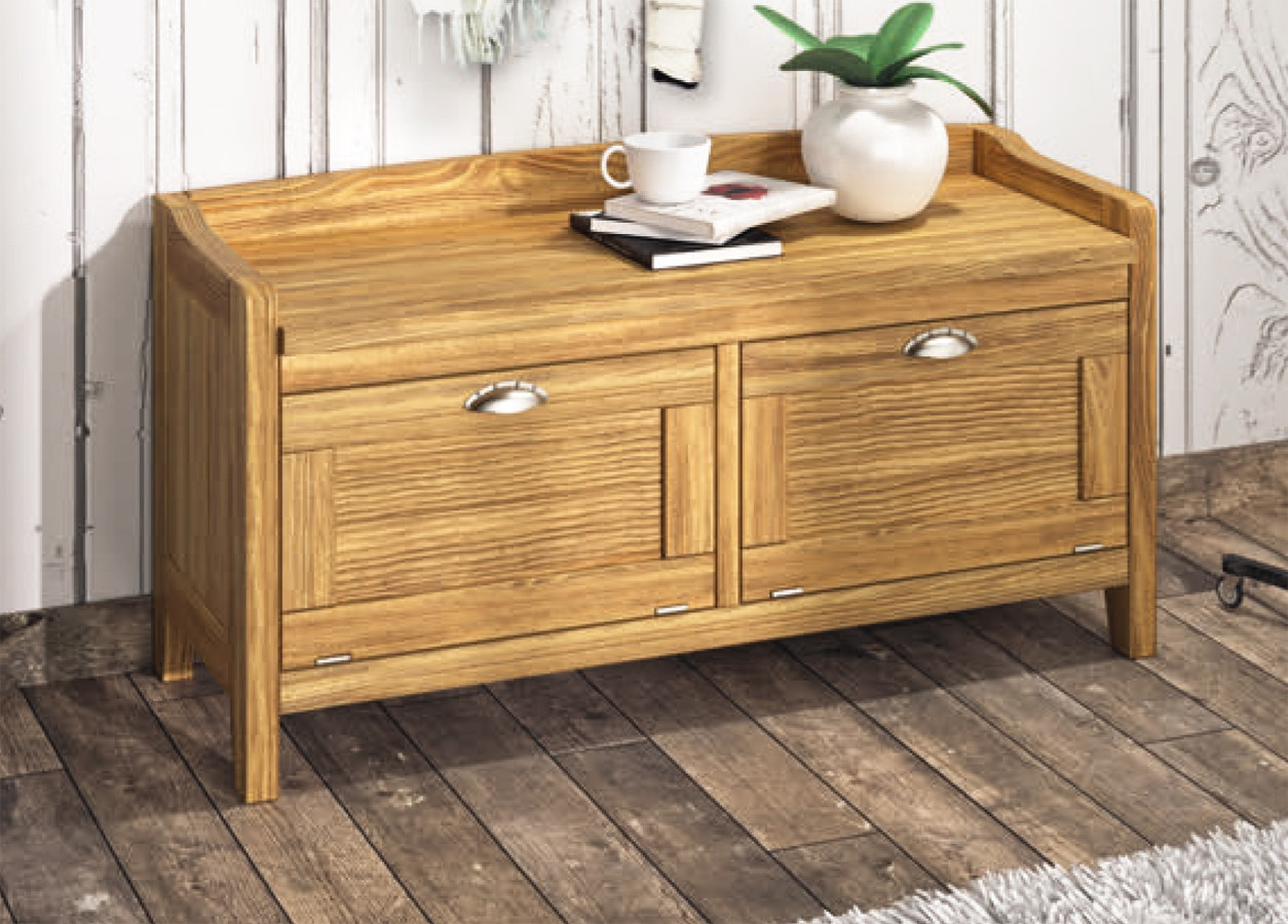 BAÚL BANQUETA DESCALZADORA CON 2 PUERTAS MADERA NATURAL