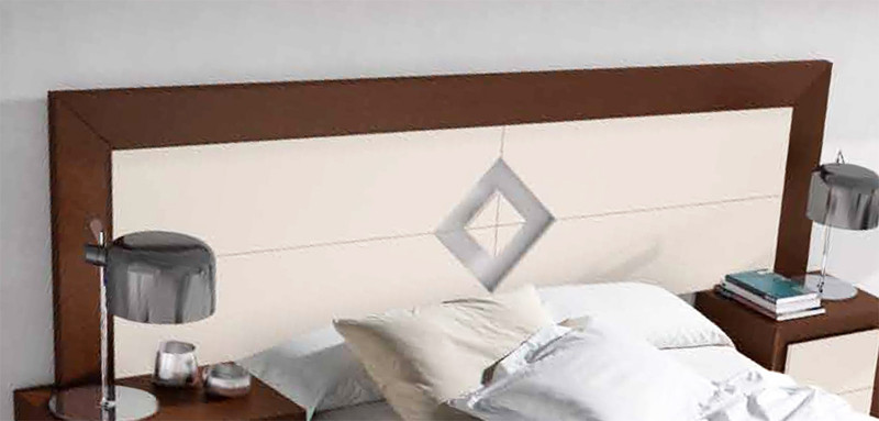 CABECERO DE DORMITORIO CON ROMBO Y CRISTAL - ROBLE