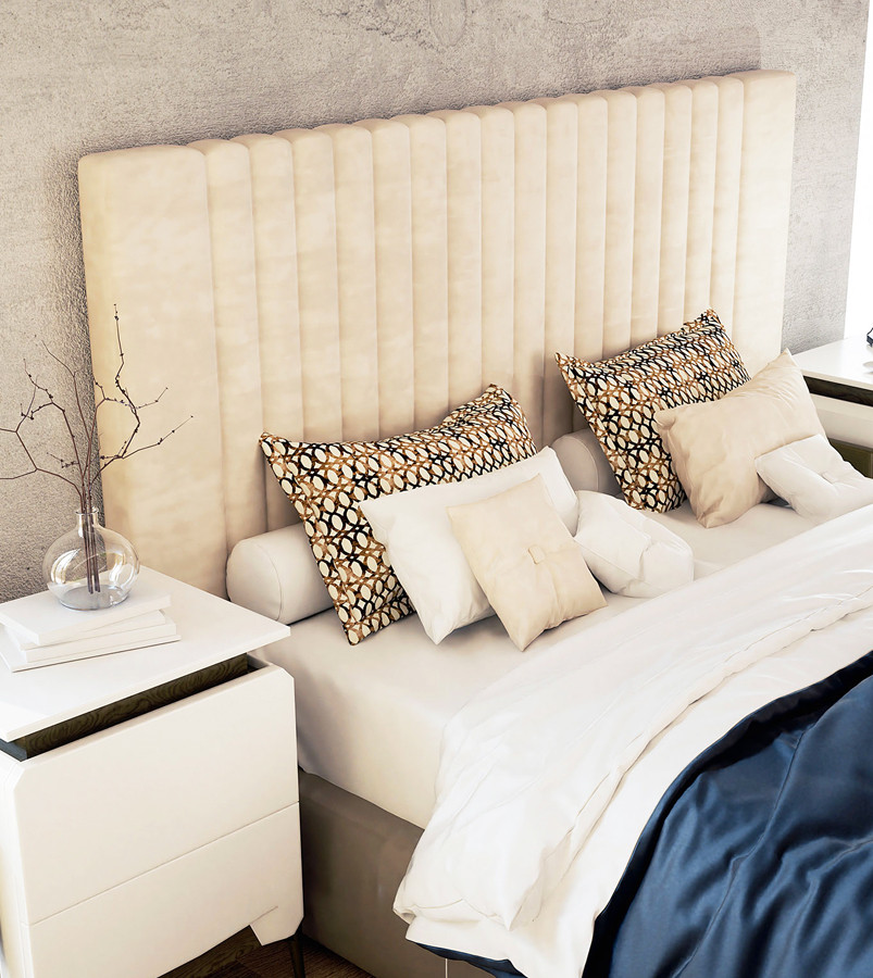 CABECERO DE CAMA TAPIZADO Y COSIDO A MANO DE FORMA ARTESANAL