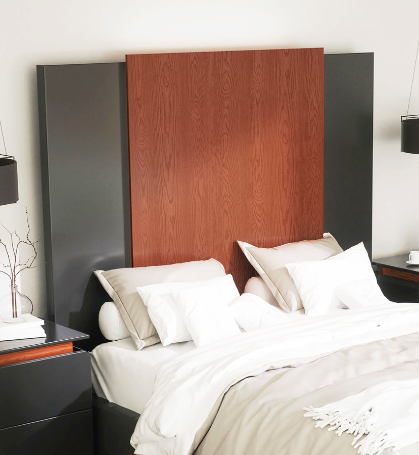 CABECERO DE CAMA CON PANEL CENTRAL EN MADERA FRESNO - DM