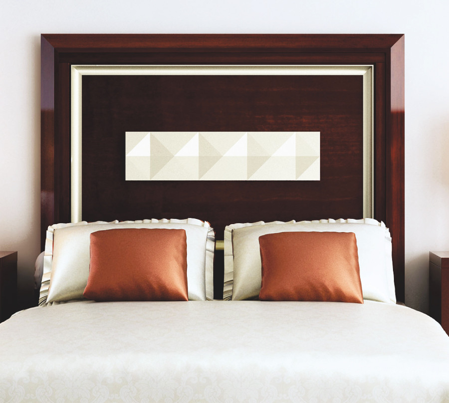 CABECERO DE CAMA CON DETALLE ROMBOS MADERA - PINO