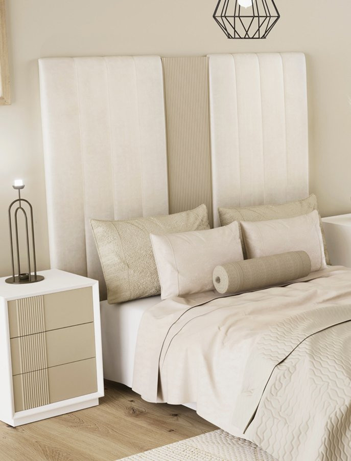 CABECERO DE CAMA TAPIZADO PARA DORMITORIO DE DISEÑO ELEGANTE - DM