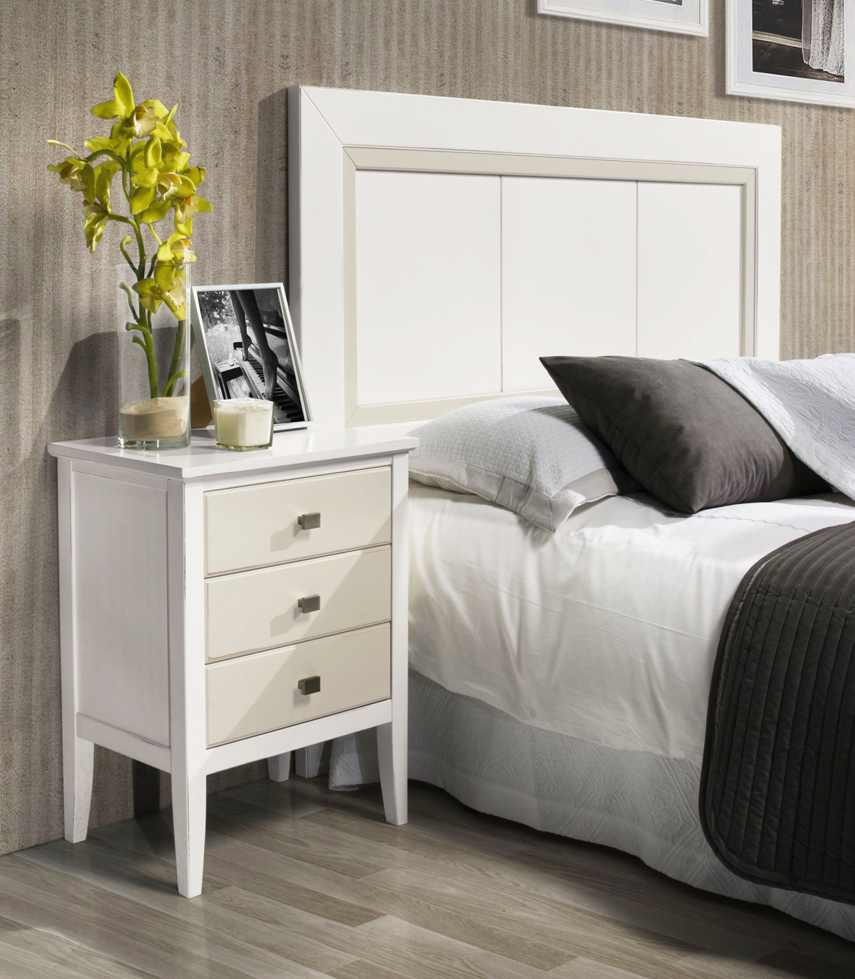 MUEBLES DORMITORIO CON CABECERO RECTO MADERA - HAYA