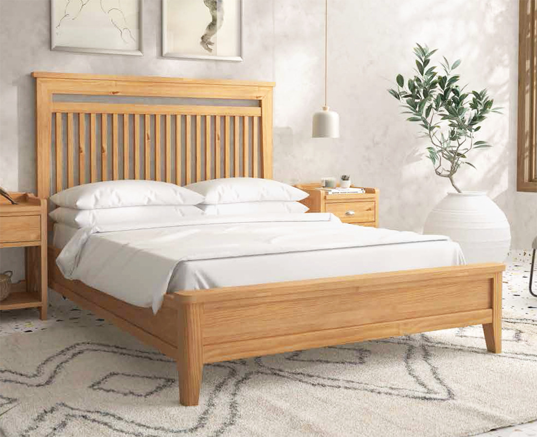 Cama blanco nórdico somier de madera