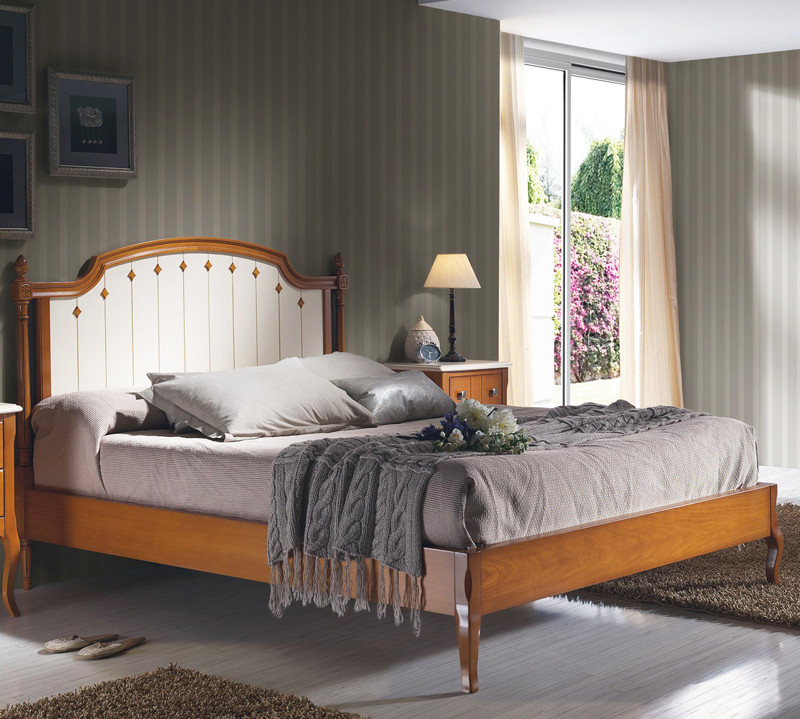 CAMA DE MADERA CON BANCADA ESTILO VINTAGE - HAYA