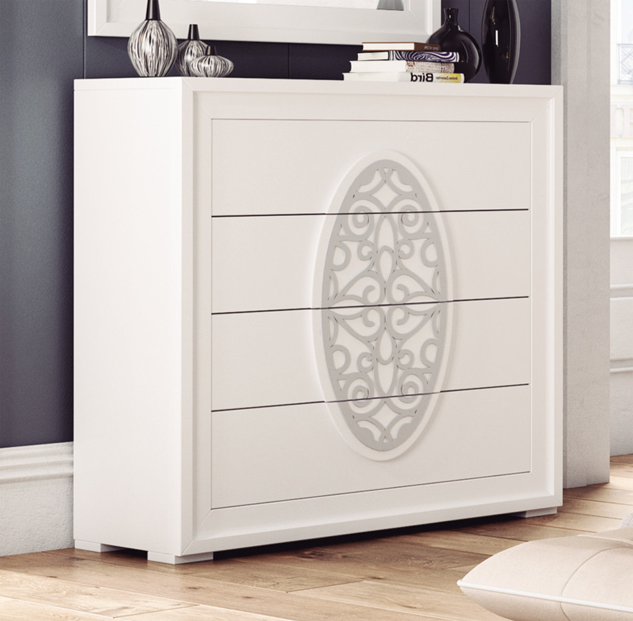 CÓMODA DE DORMITORIO CON 4 CAJONES Y TIRADOR GRECA