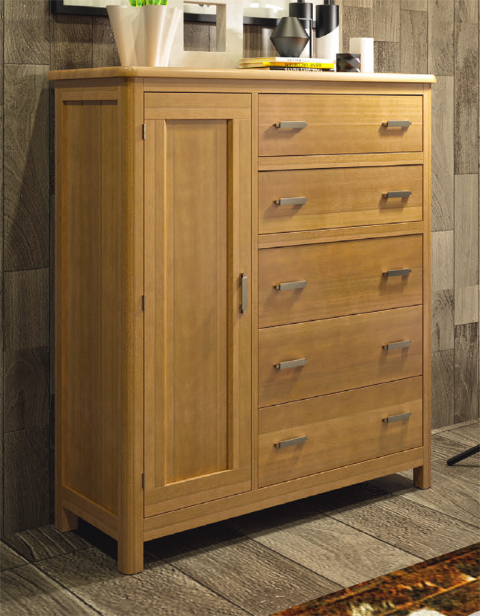 COMODA CON 5 CAJONES Y 1 PUERTA MADERA