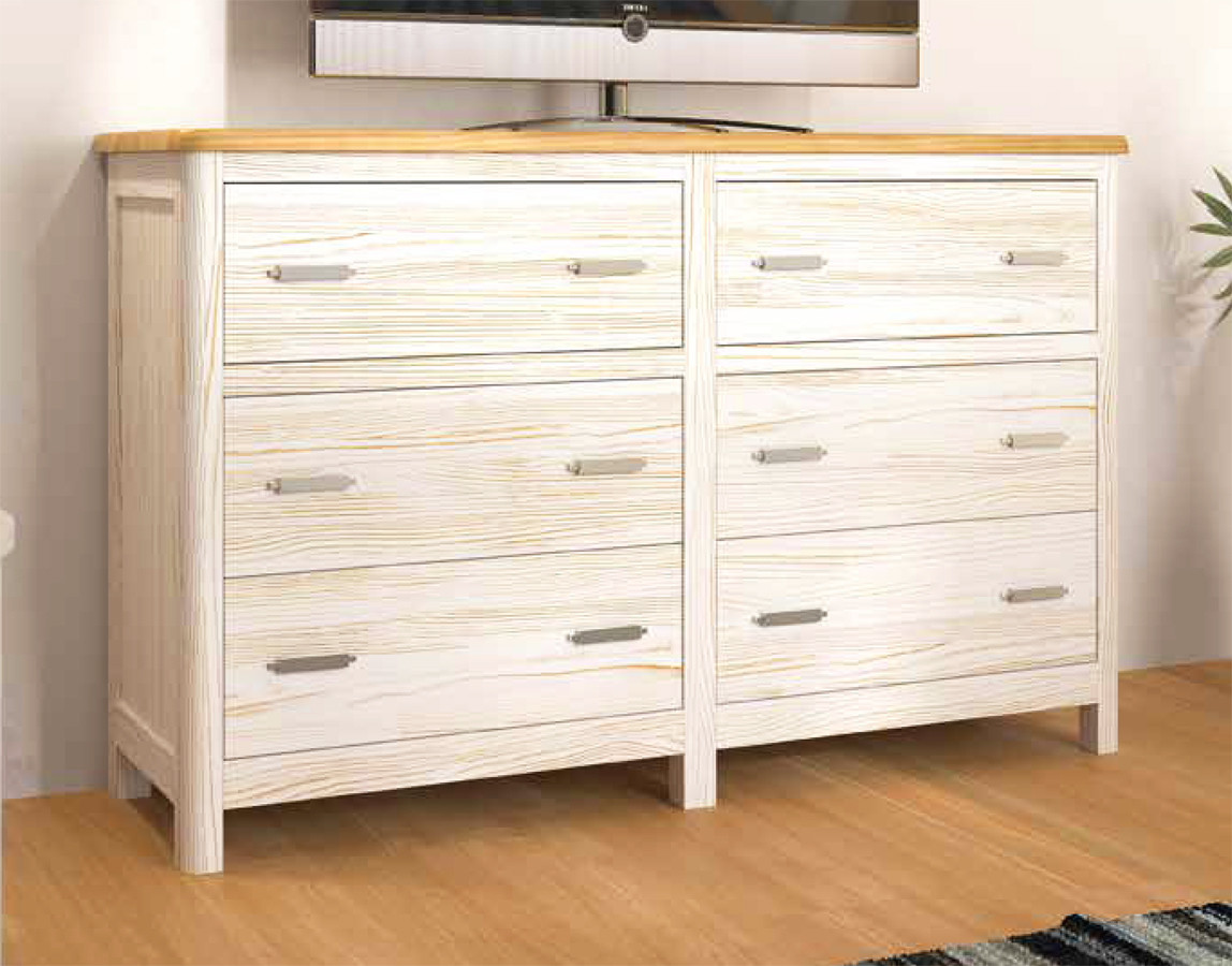 COMODA ANCHA CON 6 PRÁCTICOS CAJONES MADERA