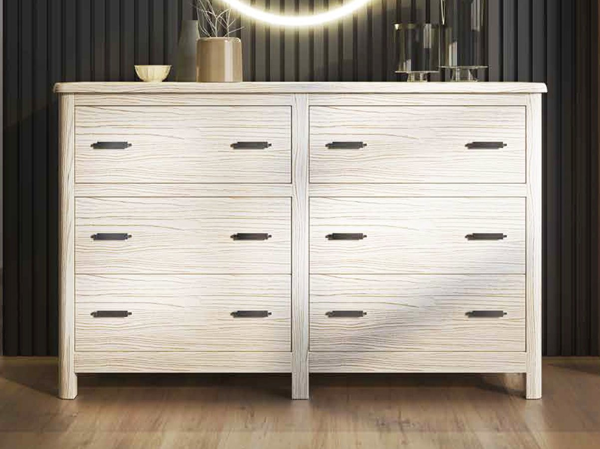 COMODA ANCHA CON 6 PRÁCTICOS CAJONES MADERA