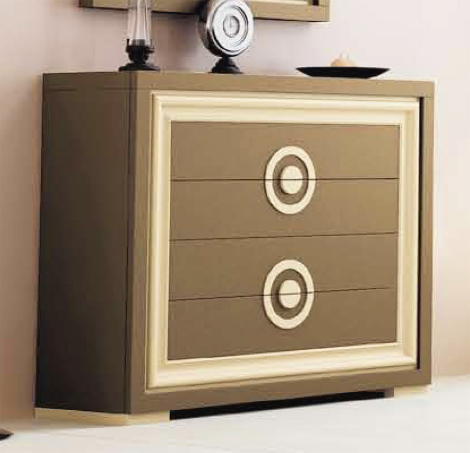 CÓMODA DE MADERA CON 4 CAJONES Y TIRADOR CÍRCULO - PINO