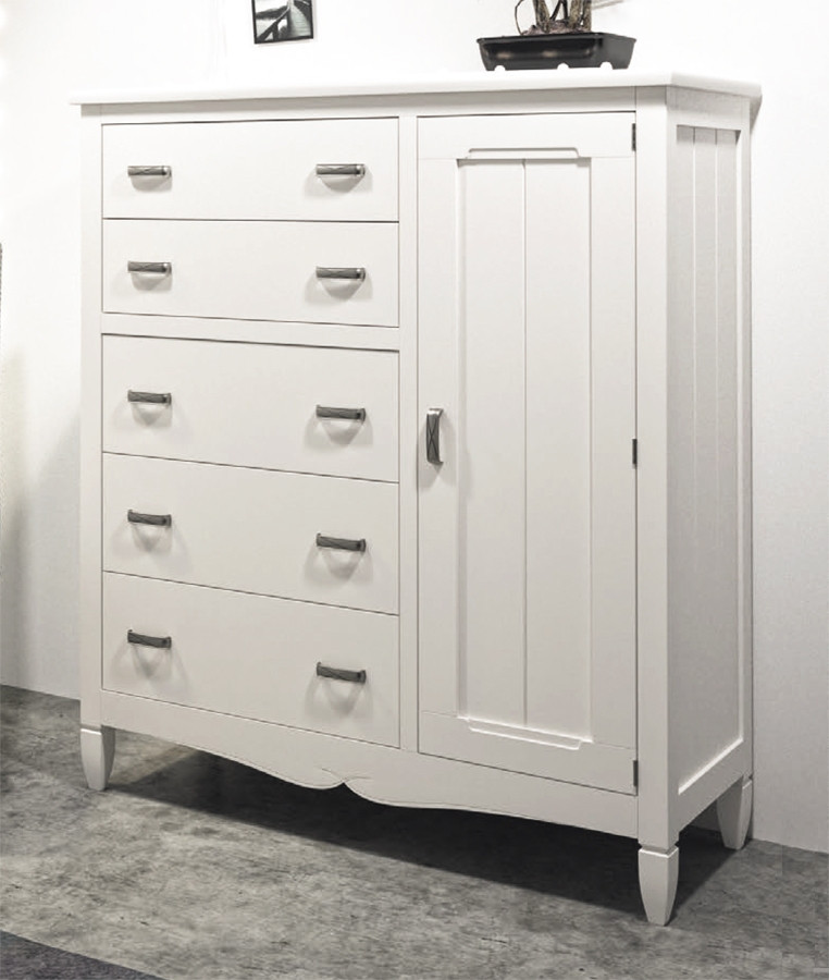 COMODA DE DORMITORIO CON 5 CAJONES Y PUERTA