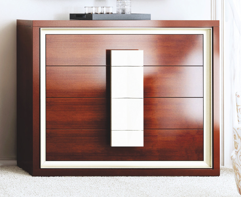 CÓMODA MODERNA CON 4 CAJONES MADERA - PINO
