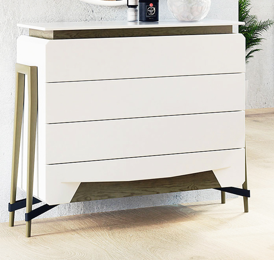 CÓMODA DORMITORIO DE DISEÑO CON 4 CAJONES Y PATAS A ELEGIR - DM