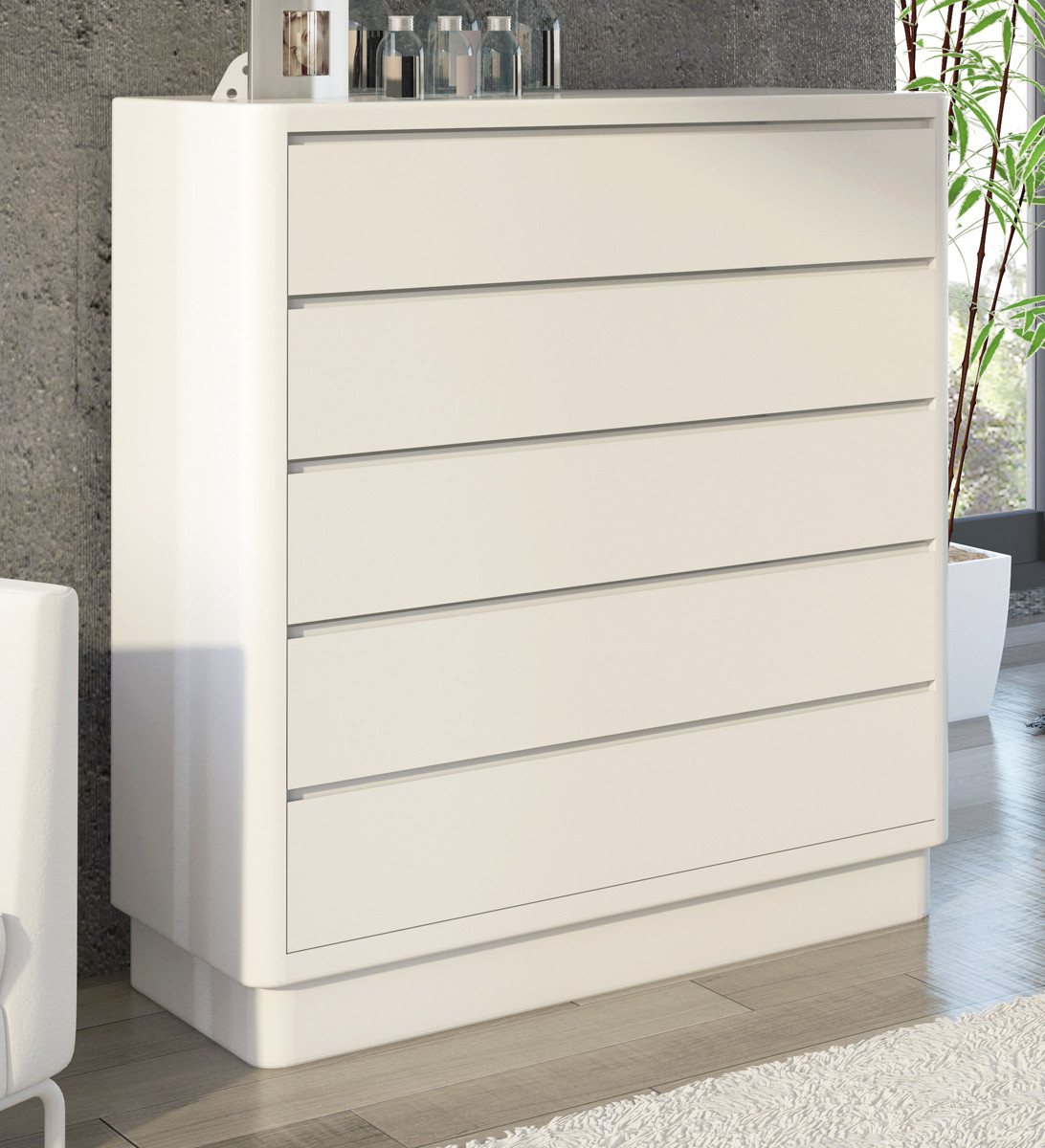 CÓMODA 5 CAJONES MADERA CON ZÓCALO - PINO