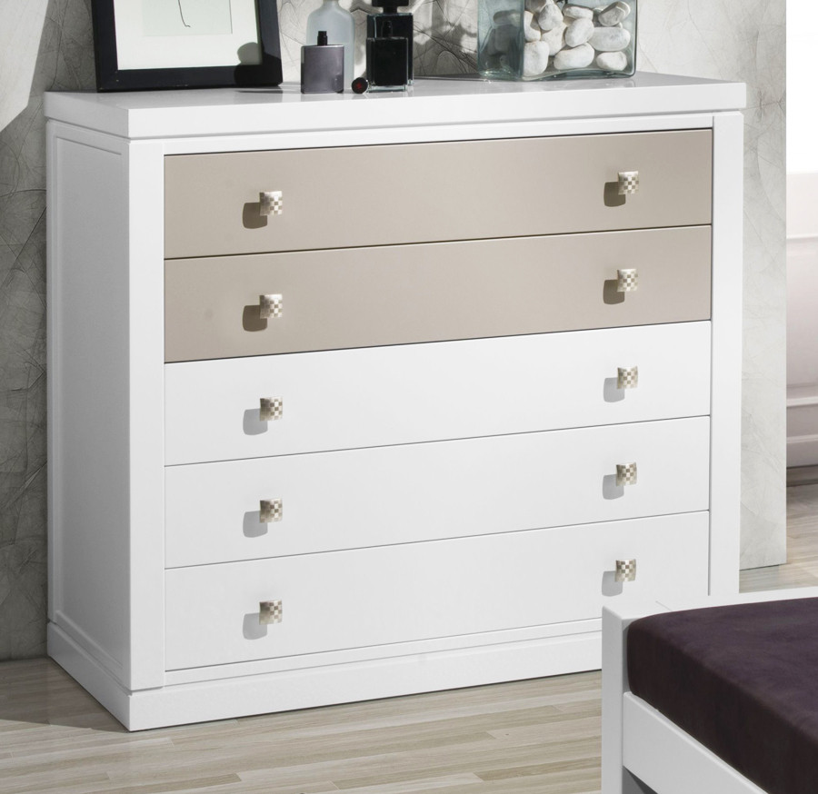 CÓMODA MODERNA CON 5 CAJONES MADERA - HAYA