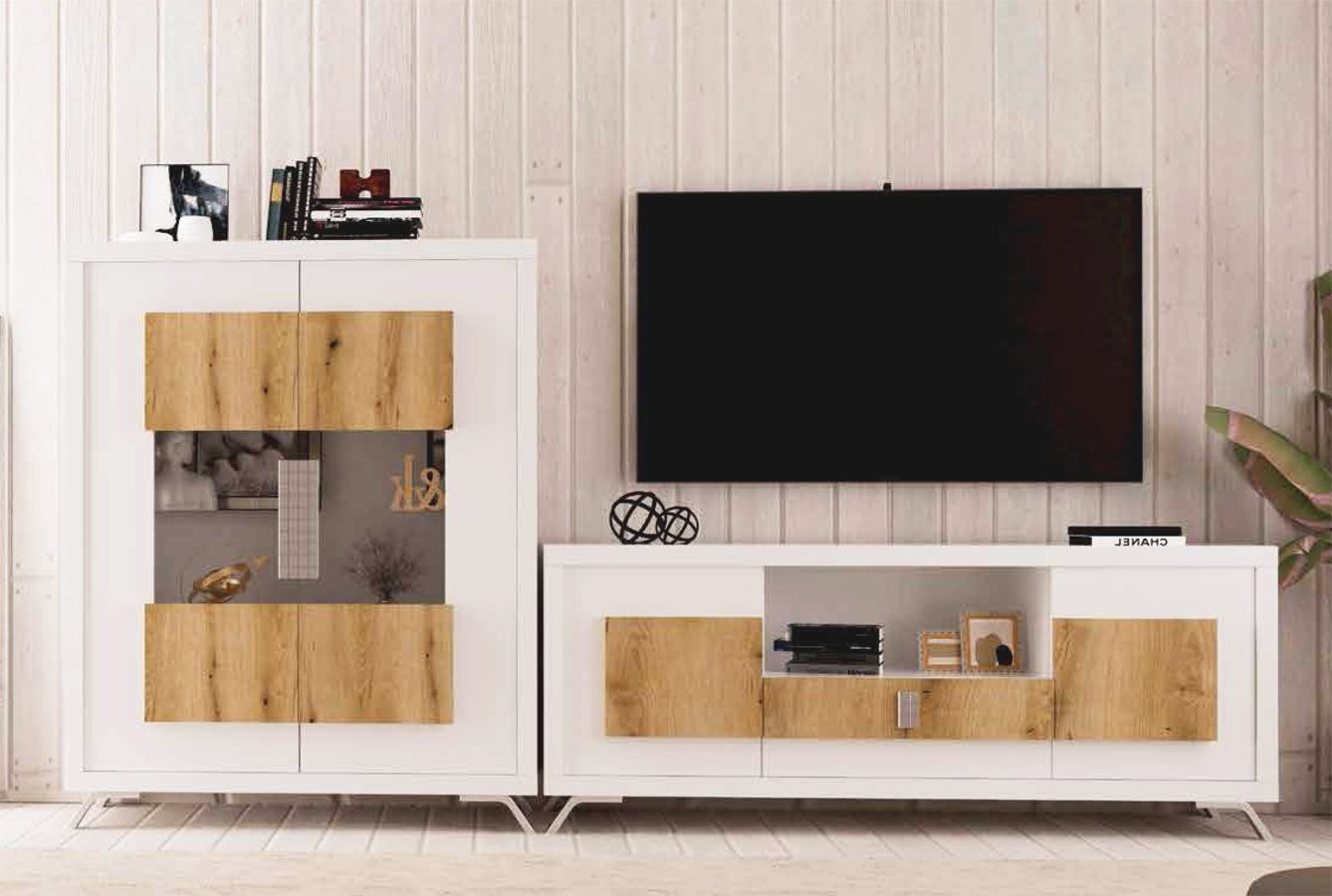 CONJUNTO DE MUEBLES DE SALÓN CON VAJILLERO Y MUEBLE TV