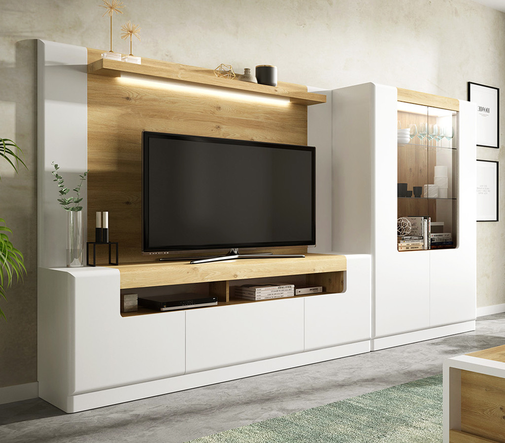CONJUNTO MESA TV Y VITRINA SALÓN COMEDOR DE DISEÑO MODERNO - DM
