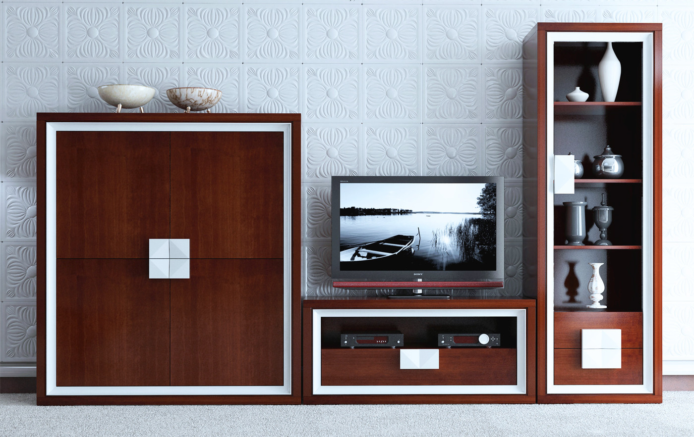 COMPOSICIÓN DE MUEBLES PARA SALÓN MADERA - PINO