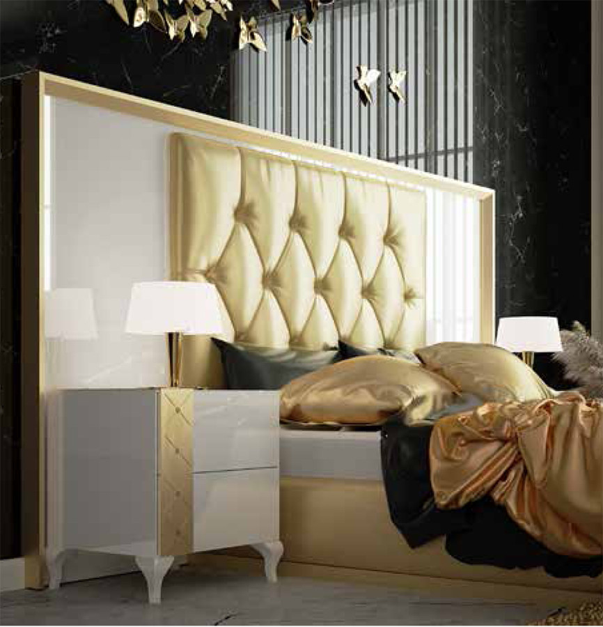 DORMITORIO DE DISEÑO CLÁSICO CON CABECERO TAPIZADO - DM