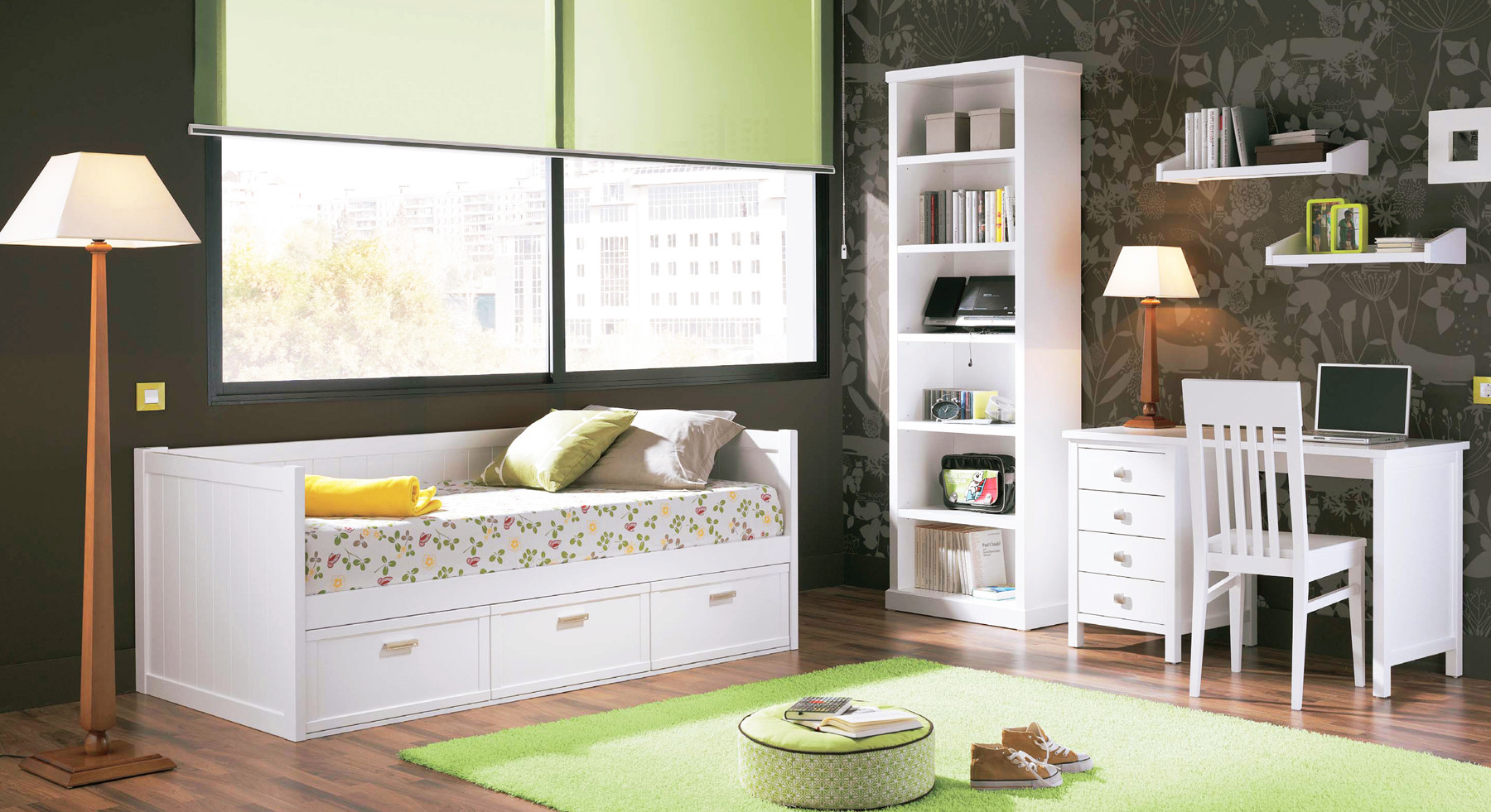 MUEBLES DORMITORIO JUVENIL CAMA NIDO CON RESPALDO - HAYA