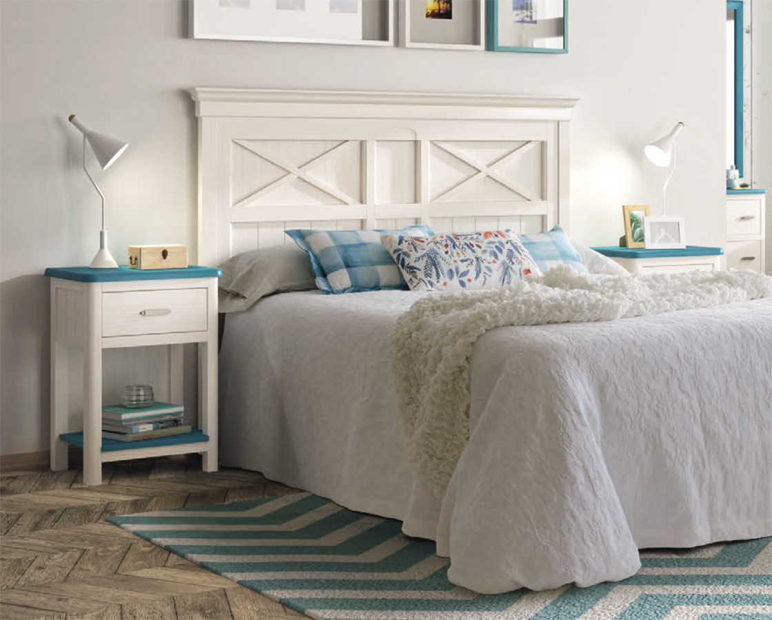 MUEBLES DE DORMITORIO CON CABECERO CON CON ASPAS MADERA