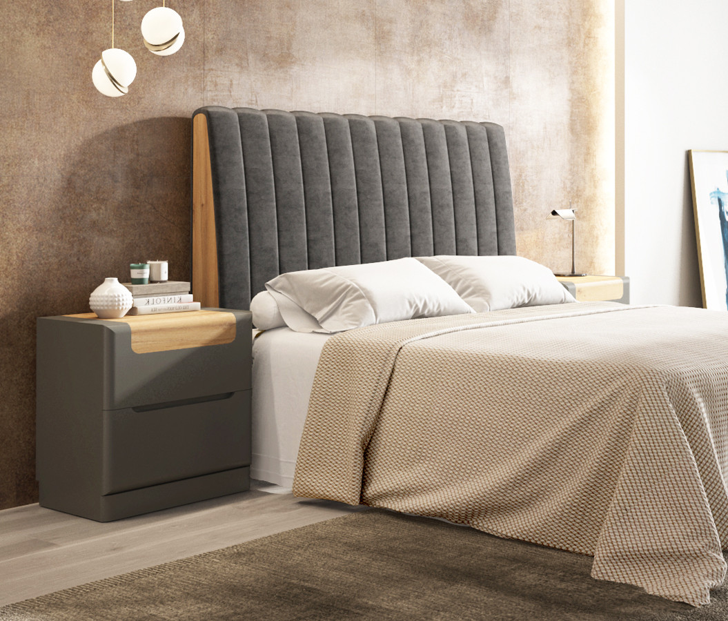 MUEBLES DORMITORIO MATRIMONIO MESILLAS DETALLE MADERA ROBLE - DM