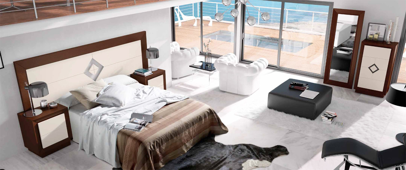 DORMITORIO CON ROMBO Y CRISTAL Y PANEL DE MADERA - ROBLE