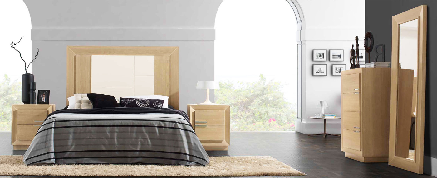 DORMITORIO DE MATRIMONIO CON MUEBLES DE DISEÑO EN MADERA - ROBLE