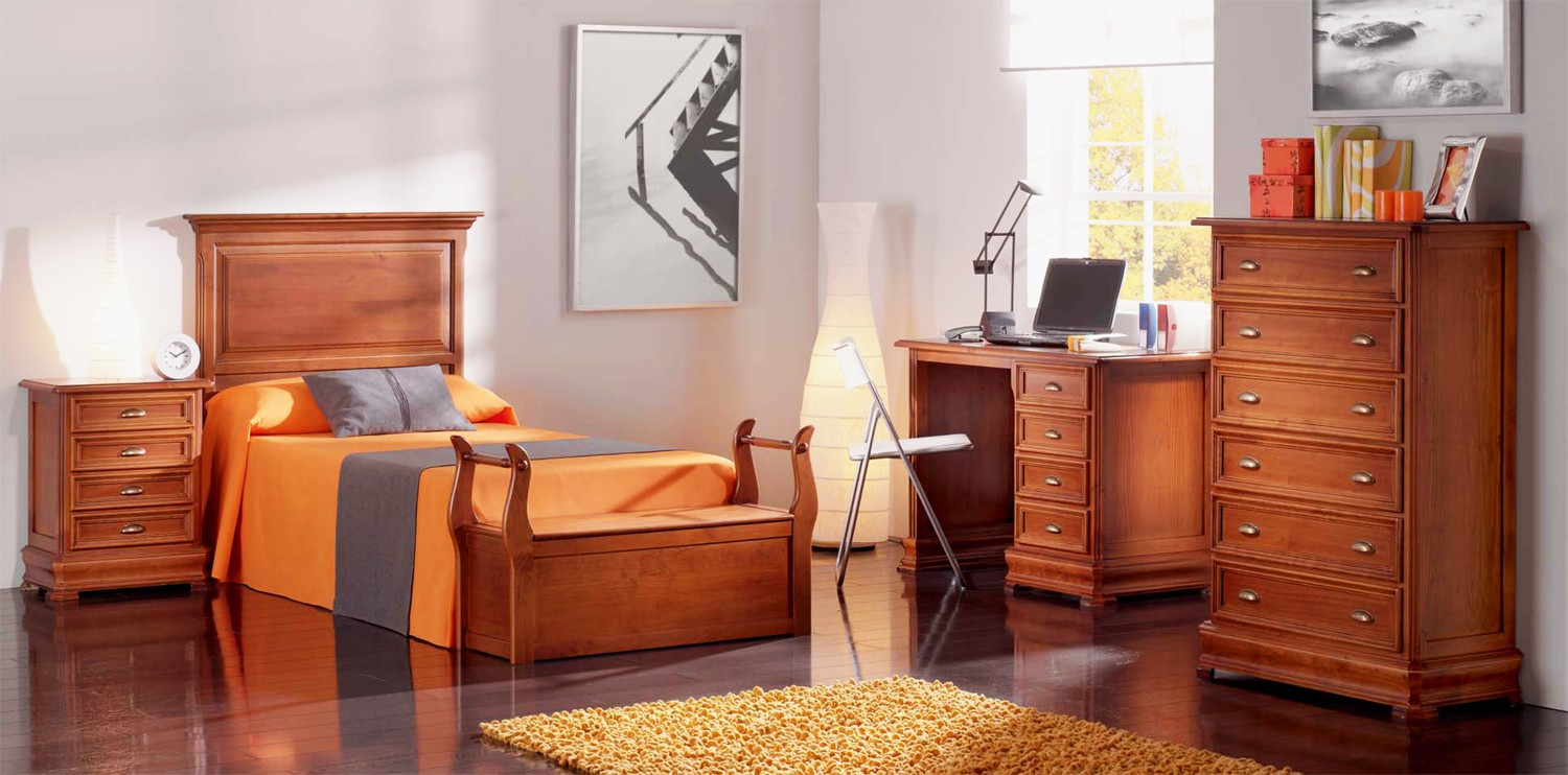 DORMITORIO JUVENIL CABECERO CLÁSICO MADERA - PINO