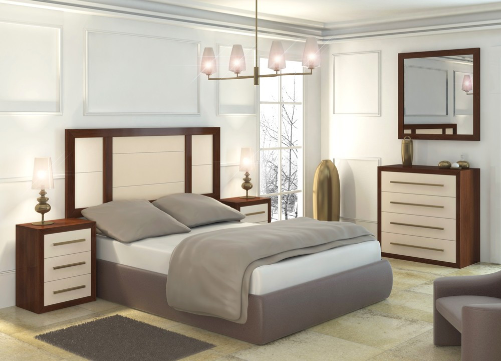 DORMITORIO DE MATRIMONIO MODELO RECTO MADERA - PINO