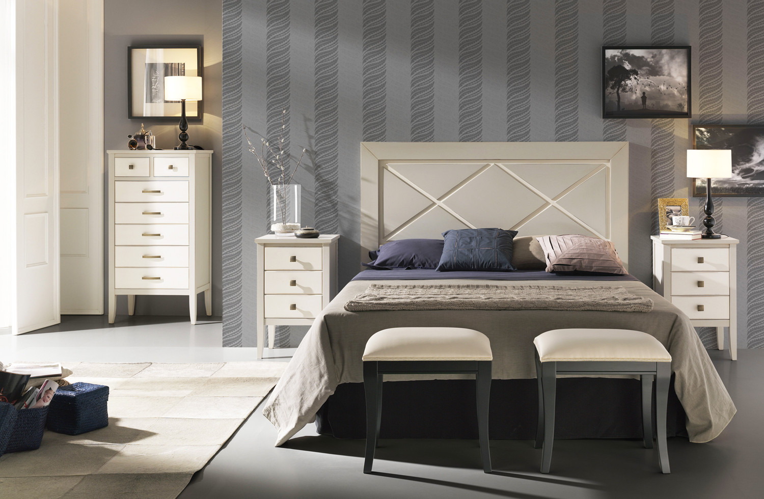 DORMITORIO MATRIMONIO CON CABECERO PANEL ASPAS - HAYA