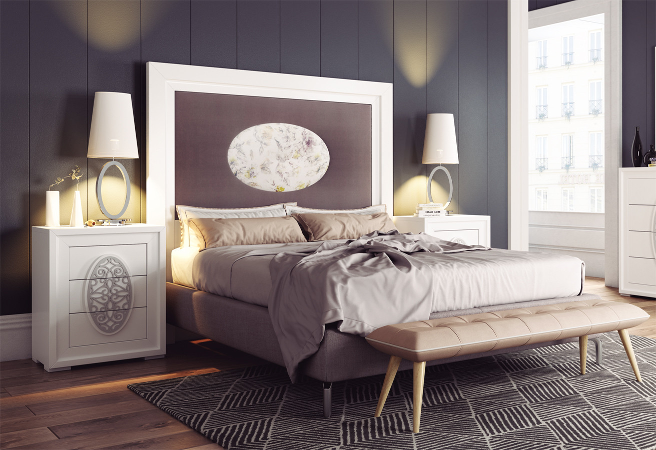 MUEBLES PARA DORMITORIO MODERNO CON CABECERO RECTO