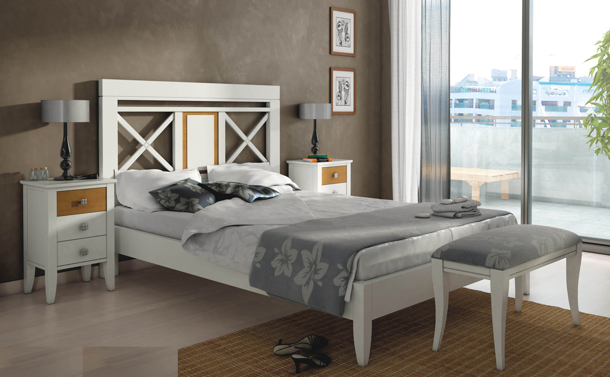 ESTANCIA MODERNA CAMA CON BANCADA DE MADERA - HAYA