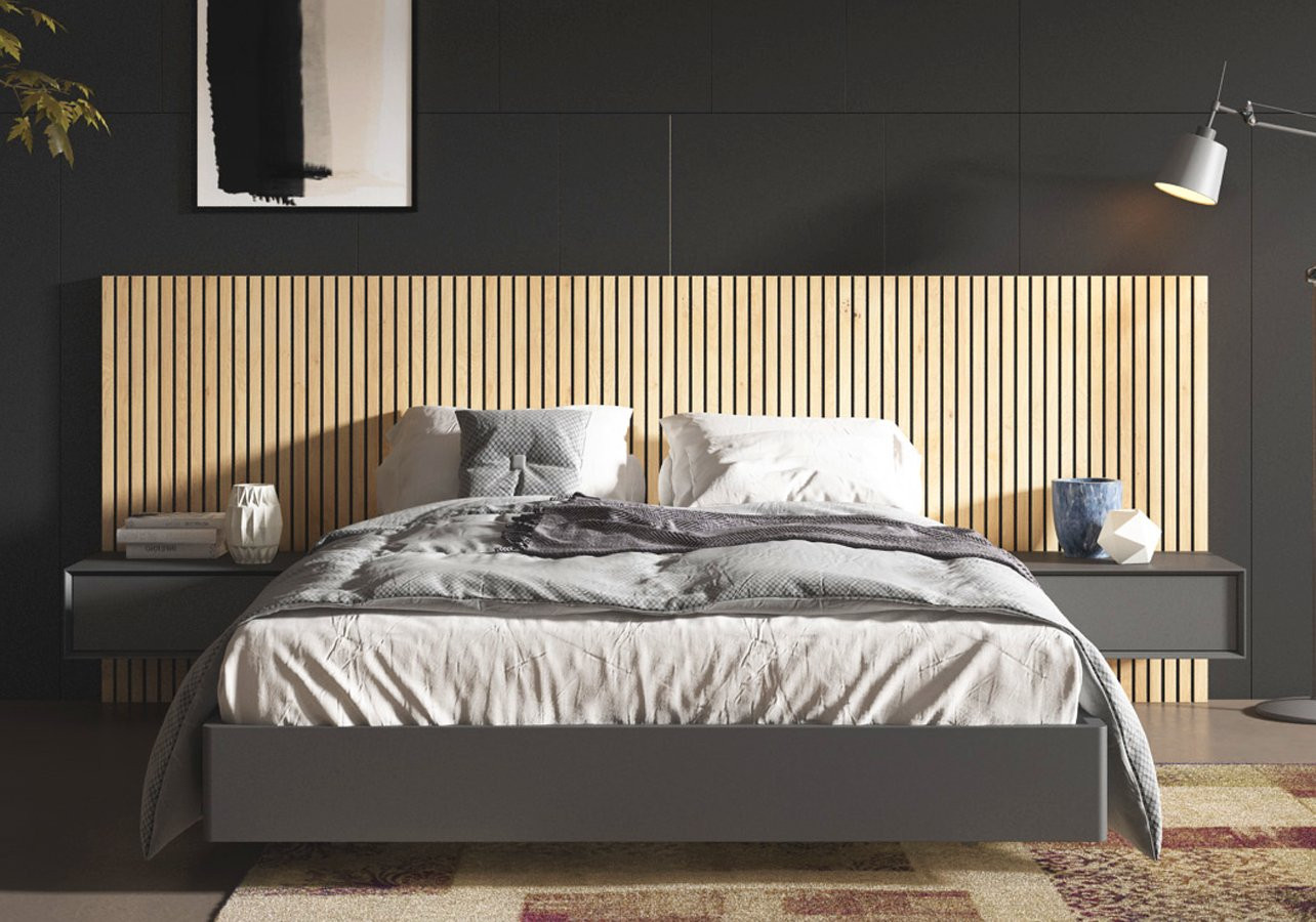 MOBILIARIO DE DORMITORIO DE DISEÑO CON MESITAS FLOTANTES - DM