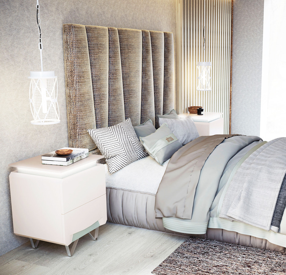 MUEBLES DE DISEÑO PARA DORMITORIO MODERNO CABECERO TAPIZADO - DM
