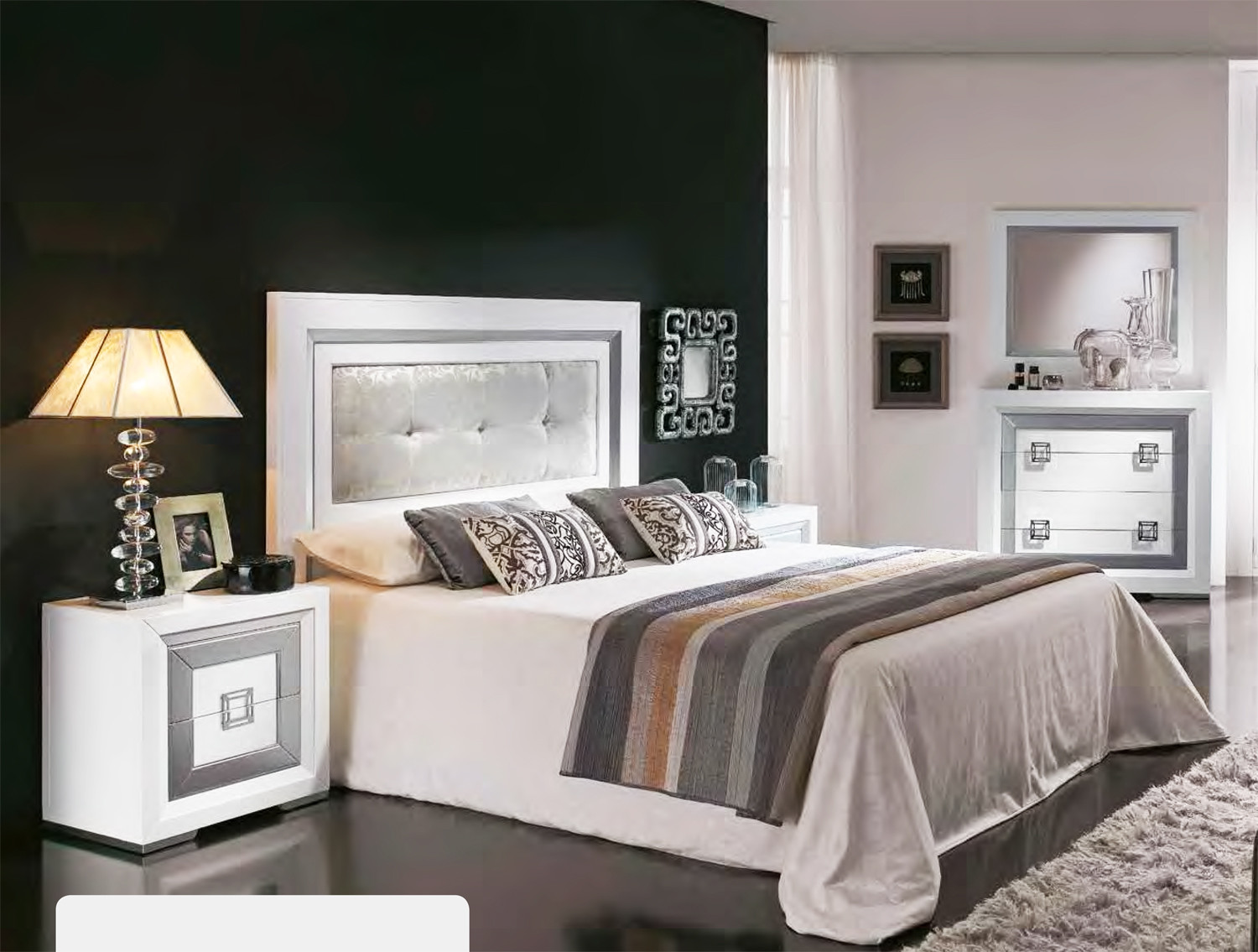 DORMITORIO MATRIMONIO MODERNO TAPIZADO - PINO